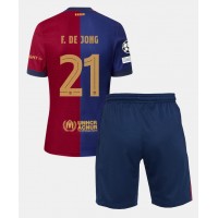 Barcelona Frenkie de Jong #21 Heimtrikotsatz Kinder 2024-25 Kurzarm (+ Kurze Hosen)